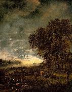 Aert van der Neer A Landscape with a River at Evening oil painting artist